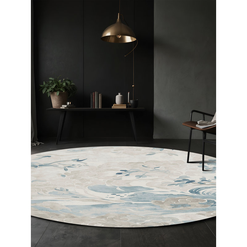 Tapis gris lavable à la machine, Rond 4 pi