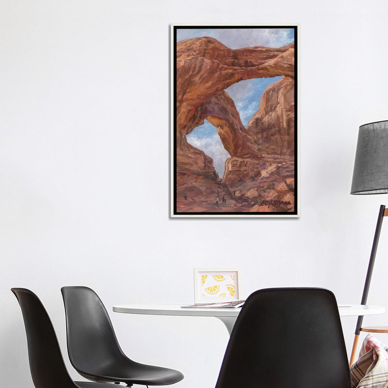 Double Arch At Arches National Park - reproduction d'art murale - toile encadrée, 40 po x 26 po, Toile avec cadre