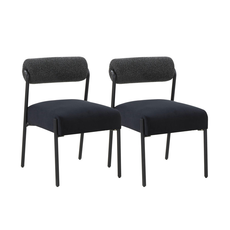 Grete 19.7'' H Velvet Upholstered Side Chair, White/Black, Black
