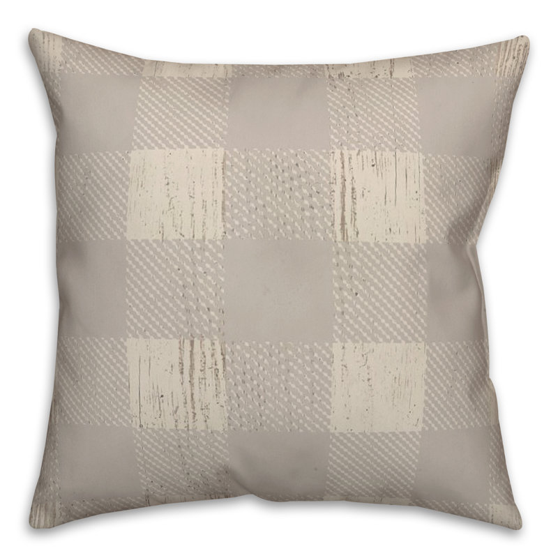 Checkered Throw Pillow, Light Gray