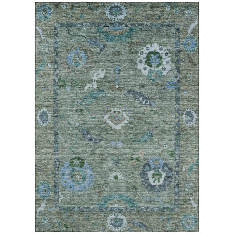 Machine Washable Indoor/Outdoor Kaczor ACN2229 Global Rug, Rectangle 8' x 10'