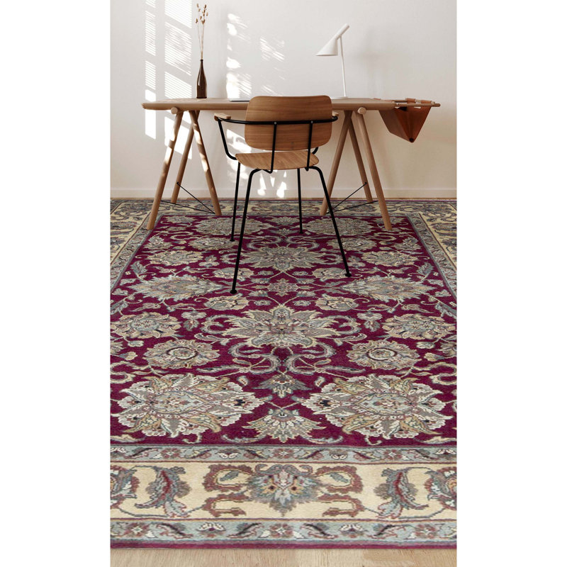 Trinity Wool Oriental Area Rug in Red/Gold