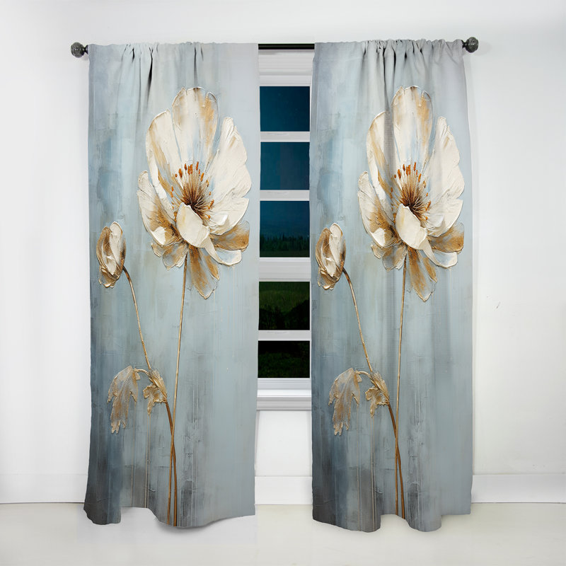 Lucian Burst Of Ranunculus Beauty III - Ranunculus Curtain - Velvet Room Darkening - 1 panel, 52" W x 90" L