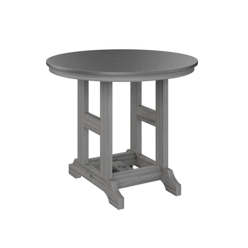 Table de salle à manger Garden Classic, H 30,87 po x l 38 po x P 38 po, Acier inoxydable martelé, Bois flottant gris