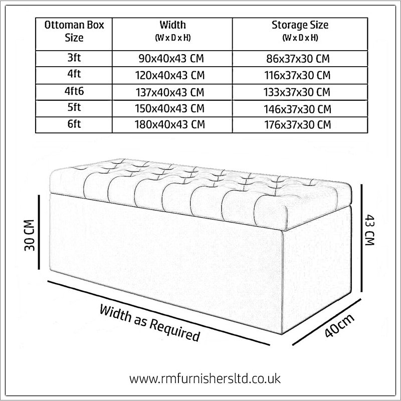 SD Plush Velvet Chesterfield Upholstered Ottoman Storage Box, Cream, 43cm H x 137cm W x 40cm D
