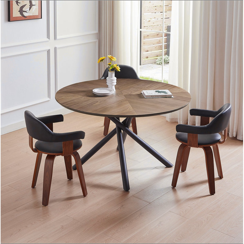 Table basse 53,14 po en MDF et table de bout avec base en métal, facile à assembler, Brown / Walnut