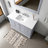 Dark Grey Single Bath Vanity 48 in. W x 22 in. D, Cultured Marble Top, White Square Sink, and 46 in. Mirror