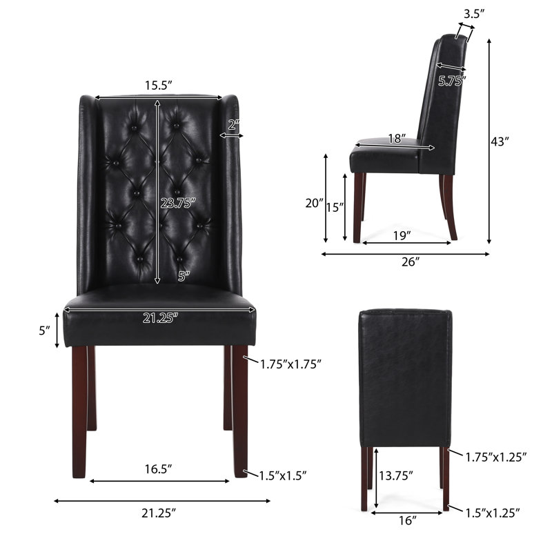 Toshia 1'' H Tufted Upholstered Dining Chair, Black