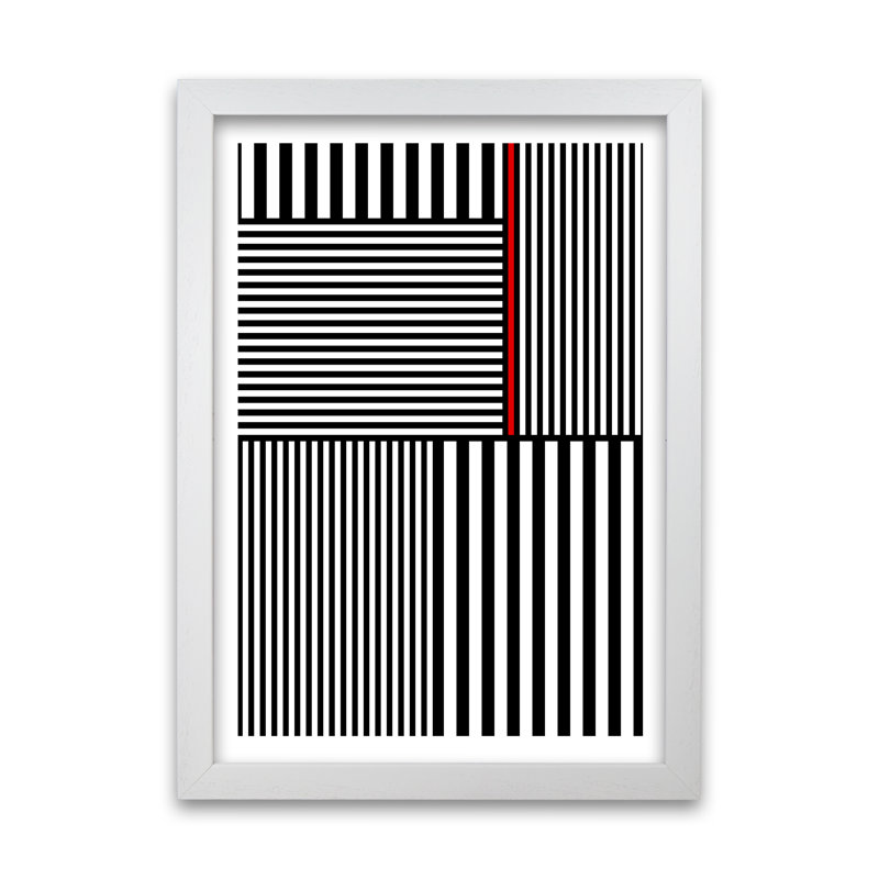 Black And White Stripes - Print, White Frame, 42cm H x 30cm W x 3cm D