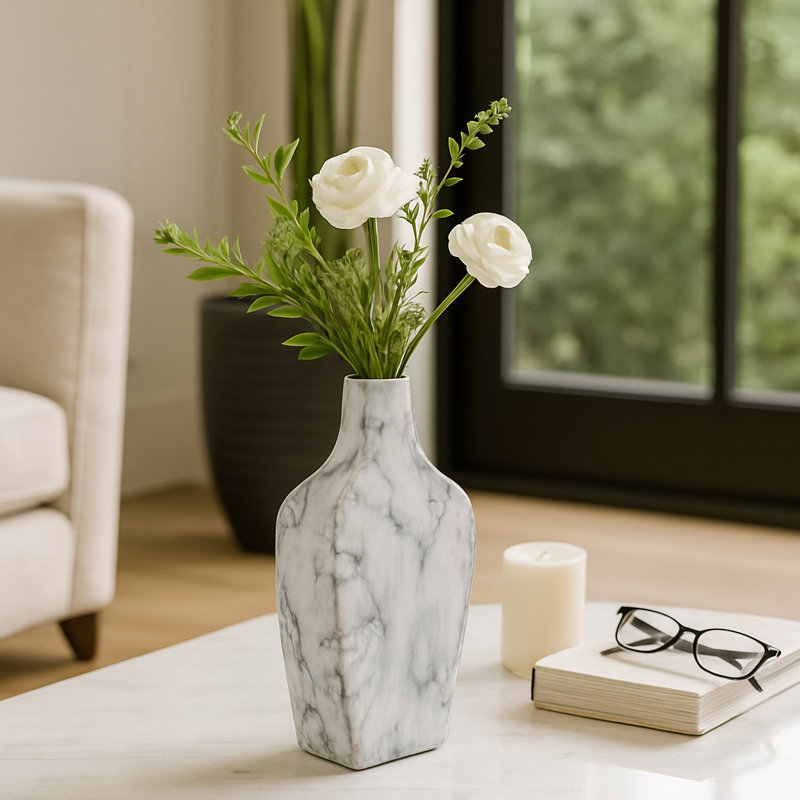 Karlin Marbled Vase, 11" H  x 5" W x 3" D