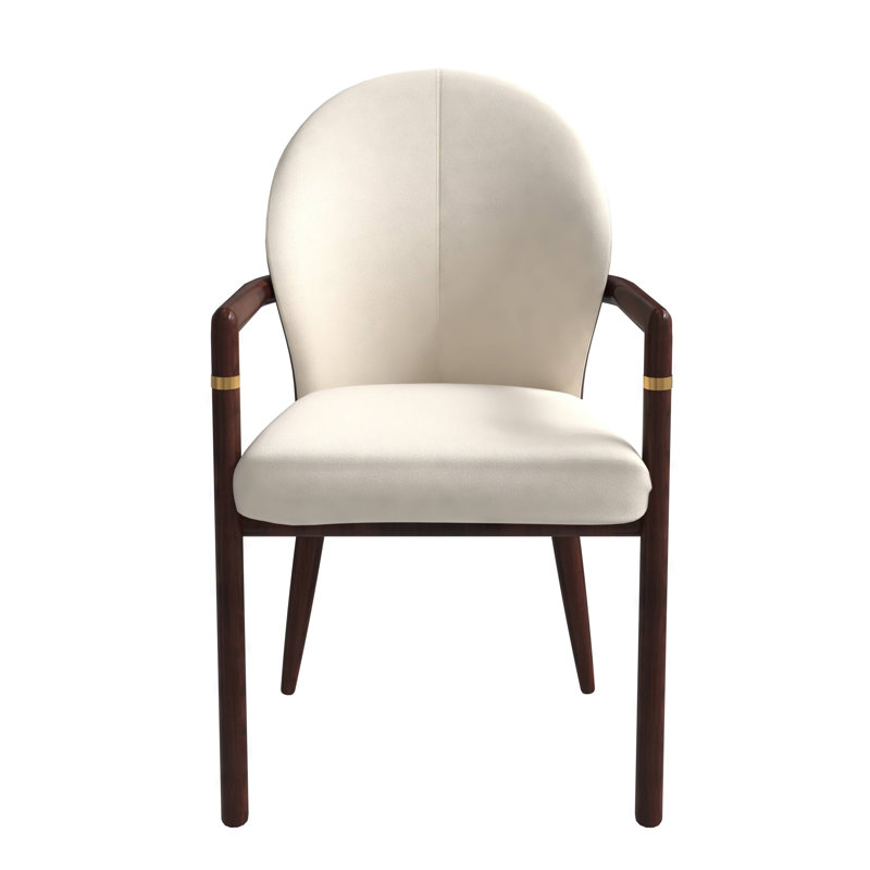 Chaise rembourrée avec pieds en bois d'hévéa Kavonna Series, Crème
