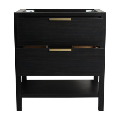 Contreplaqué de meuble-lavabo 30 po, autoportant avec armoire à 2 tiroirs en châtaignier noir, contreplaqué
