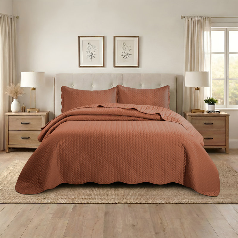 Ensemble de couvre-lit matelassé embossé - Couvre-lit en microfibre ultra doux avec taies décoratives, literie de style hôtel pour tous les lits
