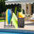 Poolside Float Storage Organizer, Pool Toy Storage Holder With Wicker Basket Outdoor Pool Float Holder Storage Rack Rolling Pool Caddy Cart Raft Holder Storage Rack For Pool Noodles Equipment Grey