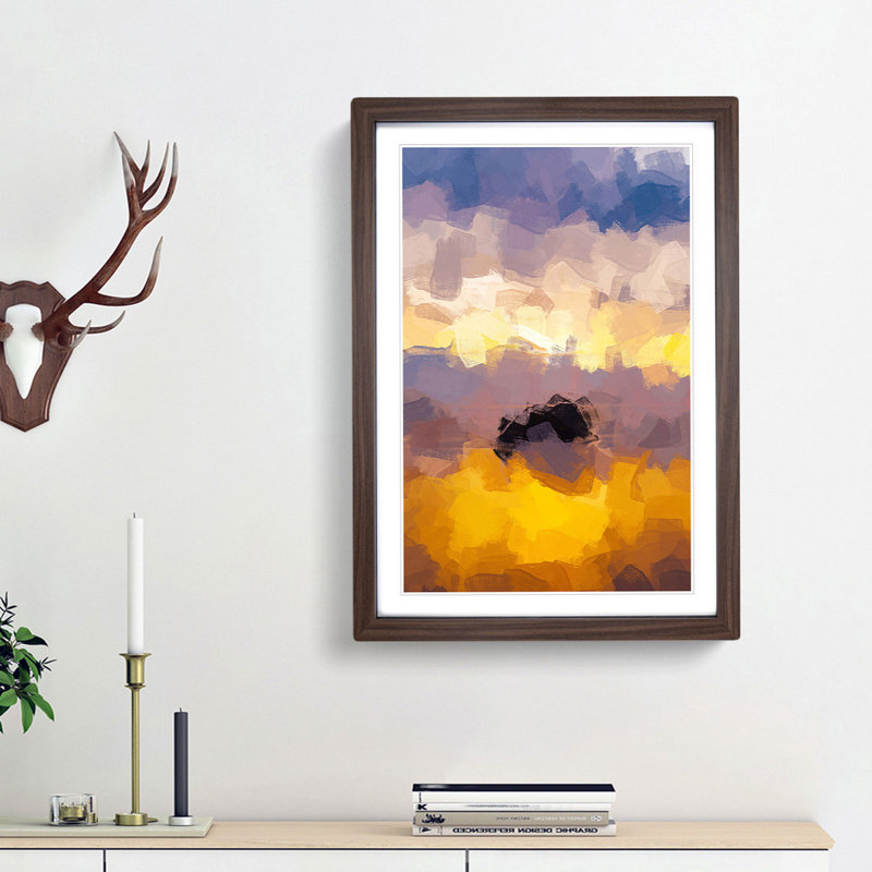 Cannon Beach in Abstract - Picture Frame Painting Print, 87cm H x 62cm W x 2cm D, Walnut Framed