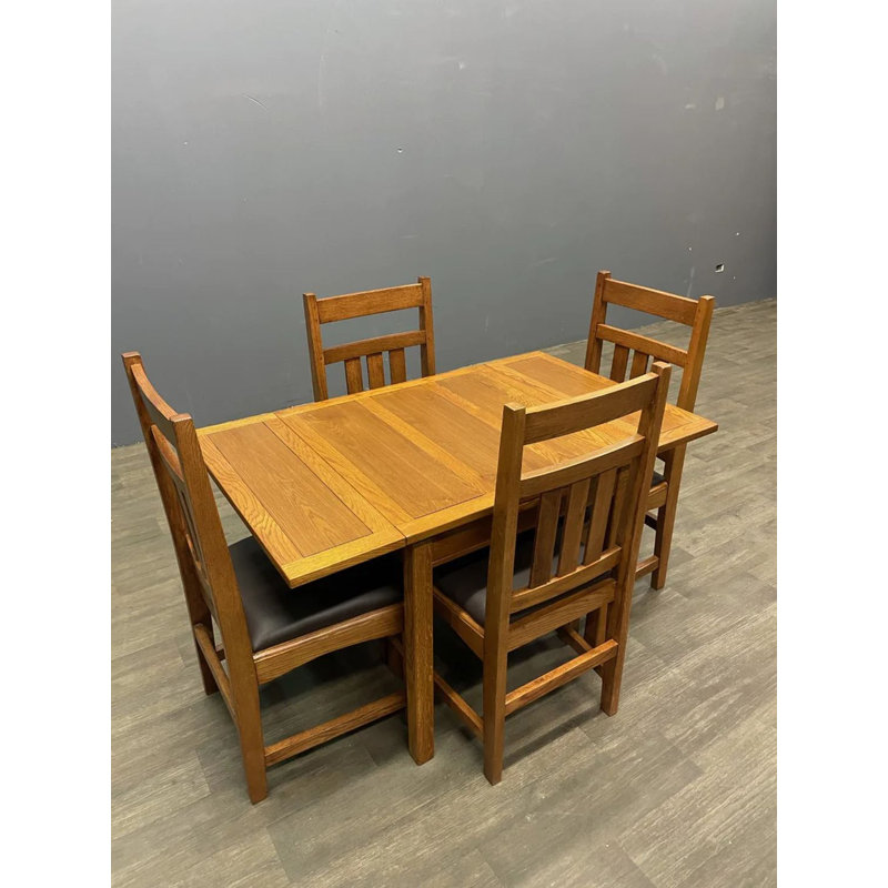 Rachila 4 - Person Solid Wood Solid Wood Top Four Leg Dining Set, Light Brown