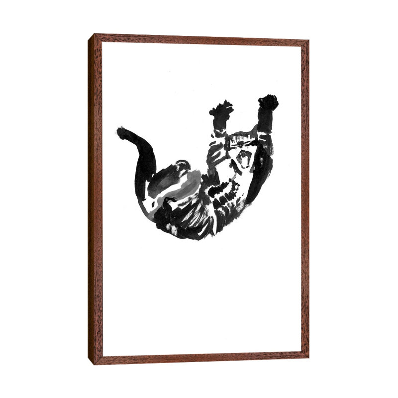 Falling Cat by Péchane - Print on Canvas, Classic Brown Wood Framed, 66.04 cm H x 45.72 cm W