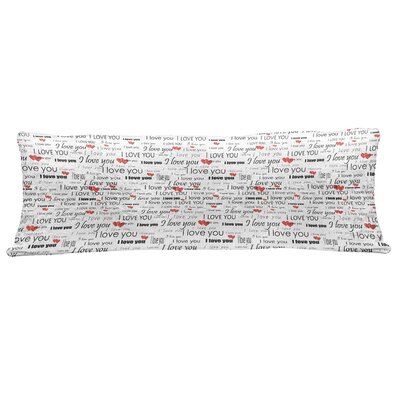 Ambesonne Romantic Fluffy Body Pillow Case Cover With Zipper, I Love You Words Hearts Romance Couple Valentine Plain Backdrop, Accent Long Pillowcase, -  wellbody_29096_50x140