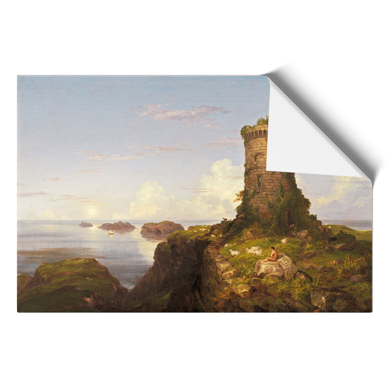 Italian Coast With Ruined Tower by Thomas Cole - No Frame Print, 21cm H x 30cm W x 0.1cm D