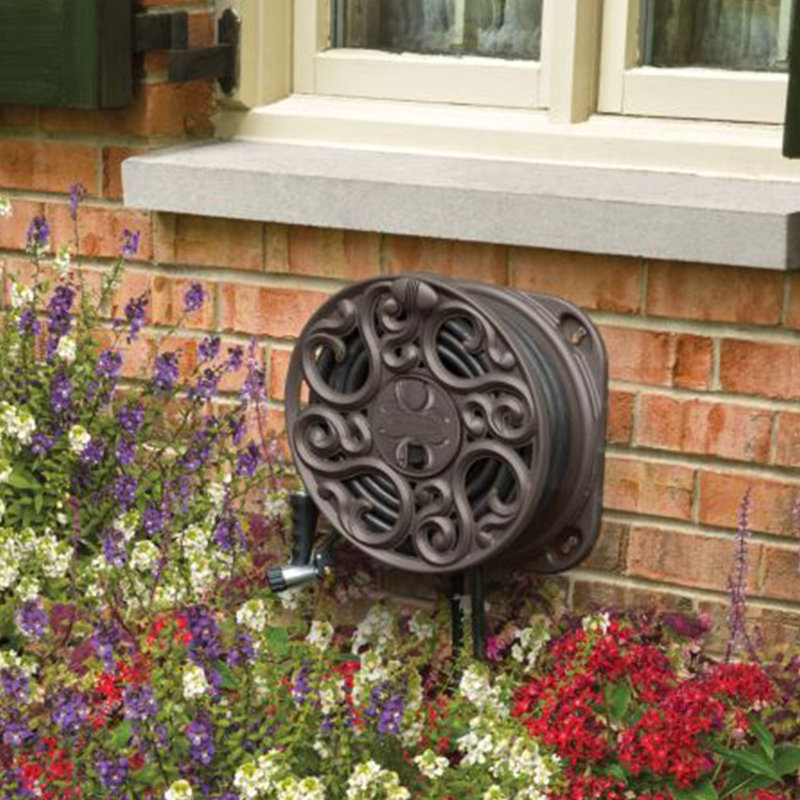 Suncast Sidewinder Side Scroll Decorative Wall Mount Hose Reel