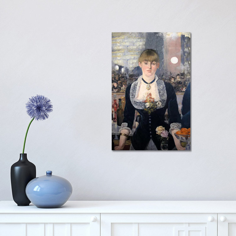 A Bar at The Folies Bergere by Edouard Manet - 1 Piece Wrapped Canvas Painting, 30.48 cm H x 45.72 cm W
