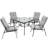 Decola Square Glass Outdoor Dining Table Umbrella Hole , 35 " W 35 " D