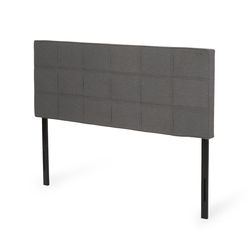 King Size Headboard, Linen Upholstered Headboards With Metal Leg, Square Stitched Design, Adjustable Height Cal King Headboard In Bedroom