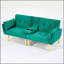 Canapé pliable vert 2 places de 183 cm (72 pouces), revêtement en velours doux, confortable et idéal pour un salon ou un appartement.