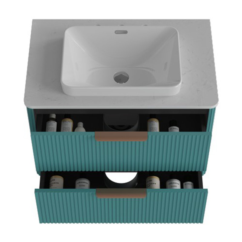 Meuble-lavabo 30 po avec lavabo en céramique, Turquoise
