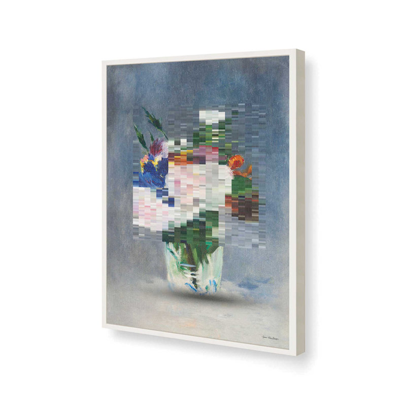 «Disrupted Floral» par Seven Trees Design, reproduction d'art, 12 W x 16 H, Blanc, Framed Print