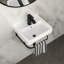 Lavabo mural, lavabo rectangulaire en céramique avec barre à serviettes, trop-plein, robinet
