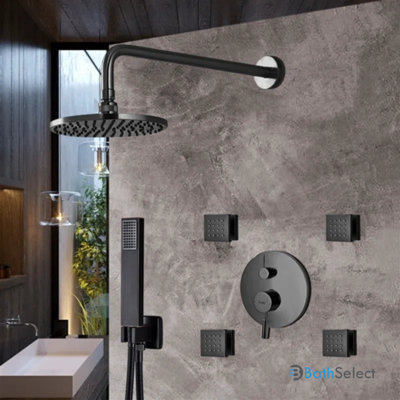 Bravat 3 Way Concealed Thermostatic Shower Set with Valve Matte Black Finish