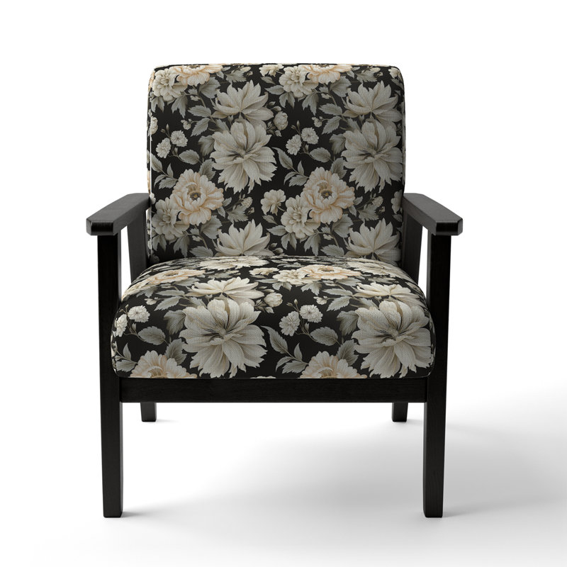 Cobalt Blue Scrollwork Swirls Victorian Pattern II - Upholstered Floral Accent Chair