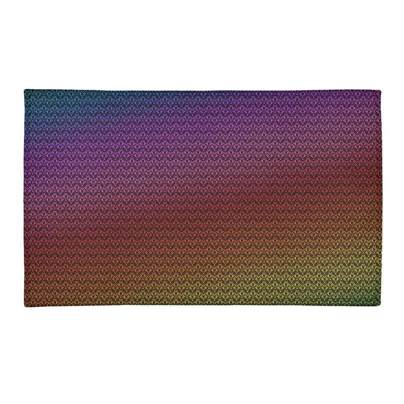 Tapis rouge/mauve/jaune "reg patterns d’autres art déco, Rectangle 2 pi x 3 pi