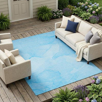 Tapis extérieur lavable antidérapant bleu 9 pi x 12 pi