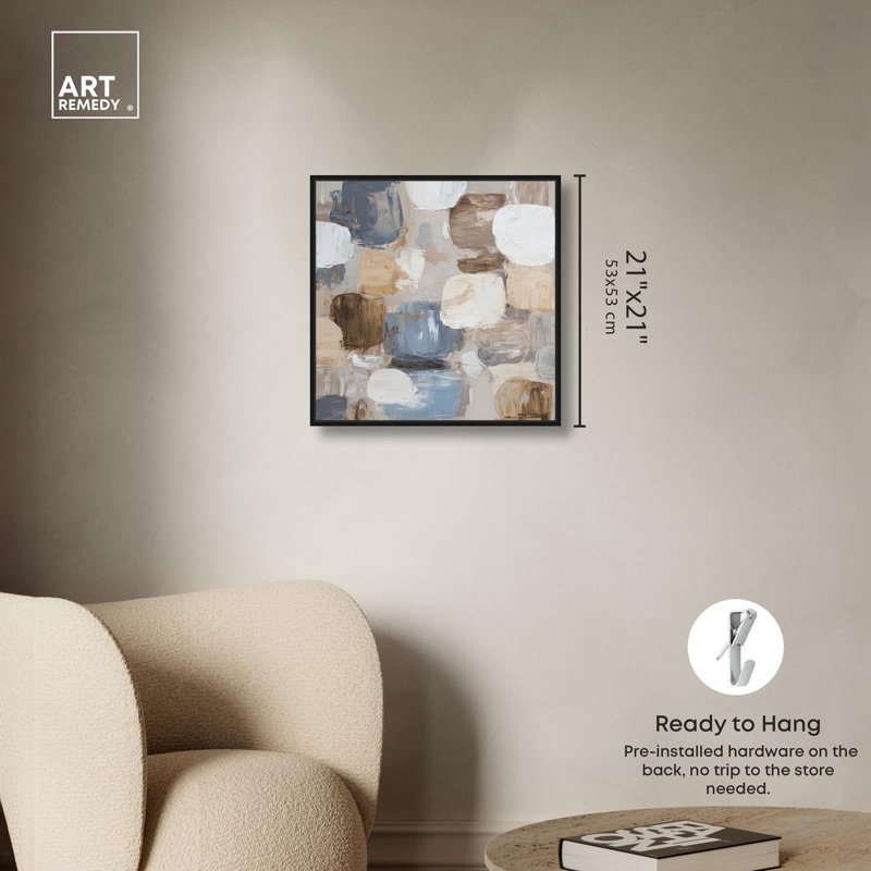 "Soft Blocks I", reproduction d'art sur toile par Art Remedy, cadre noir, 20 x 20, H 21 po x l 21 po, Structure noire