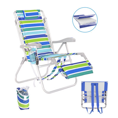 Chaise de plage rembourrée ultime pour adultes avec repose-pieds et sac isotherme Ultimate | Allongez-vous à plat, 5 positions inclinables | Sac isotherme amovible amovible | Capacité de poids de 300 lb