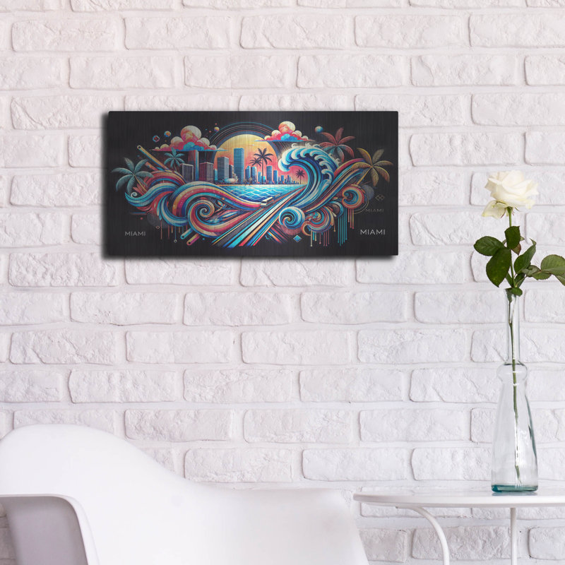  «Miami Abstract» par Rey Klimt, art mural en métal, 24 po x 12 po, H 12 po x l 24 po