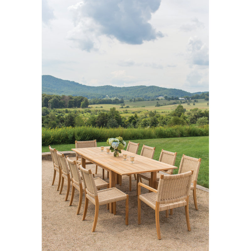 Hudson Teak Patio Dining Armchair, Natural Cord