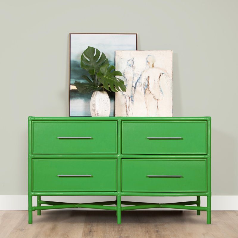 Commode double 4 tiroirs Venice, Vert vif