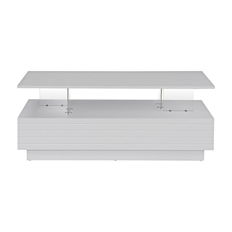Rectangular Coffee Table With Drawers, White