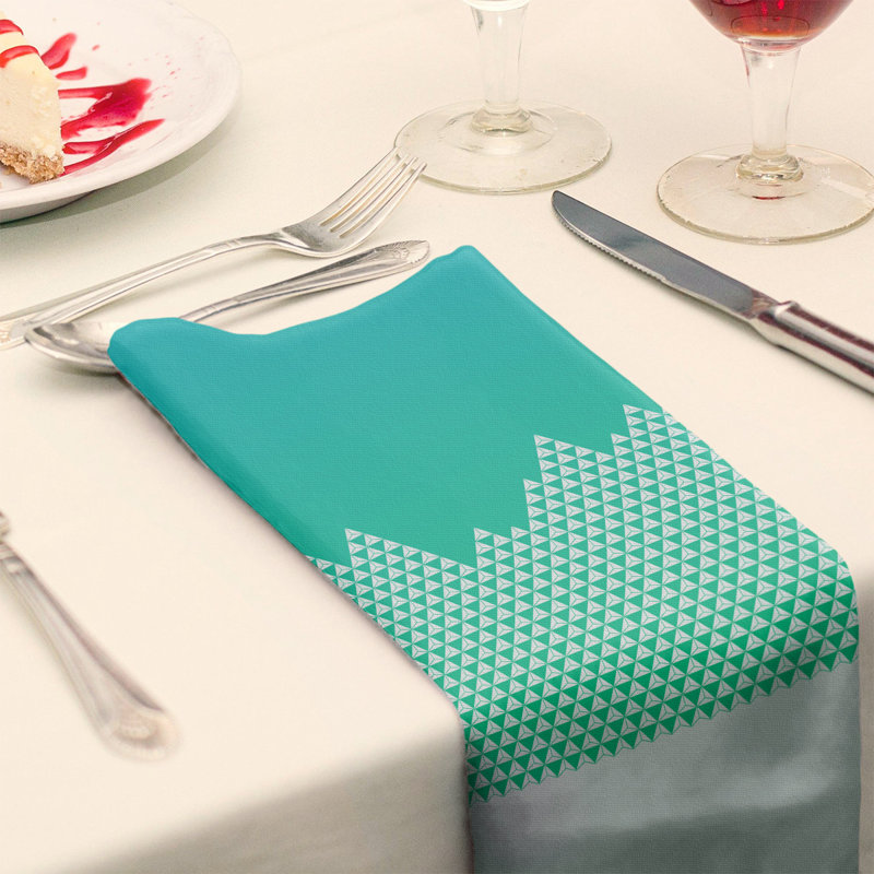 Serviette de coton à motif mountain, H 0,1 po x l 10 po x P 10 po, Bleu / Vert, Sergé de coton