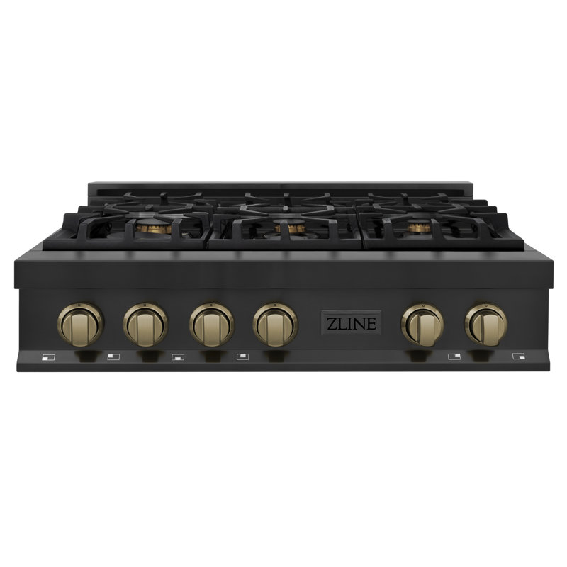 Autograph Edition 36" Gas Cooktop with 6 Burners, Black Stainless Steel/Champagne Bronze