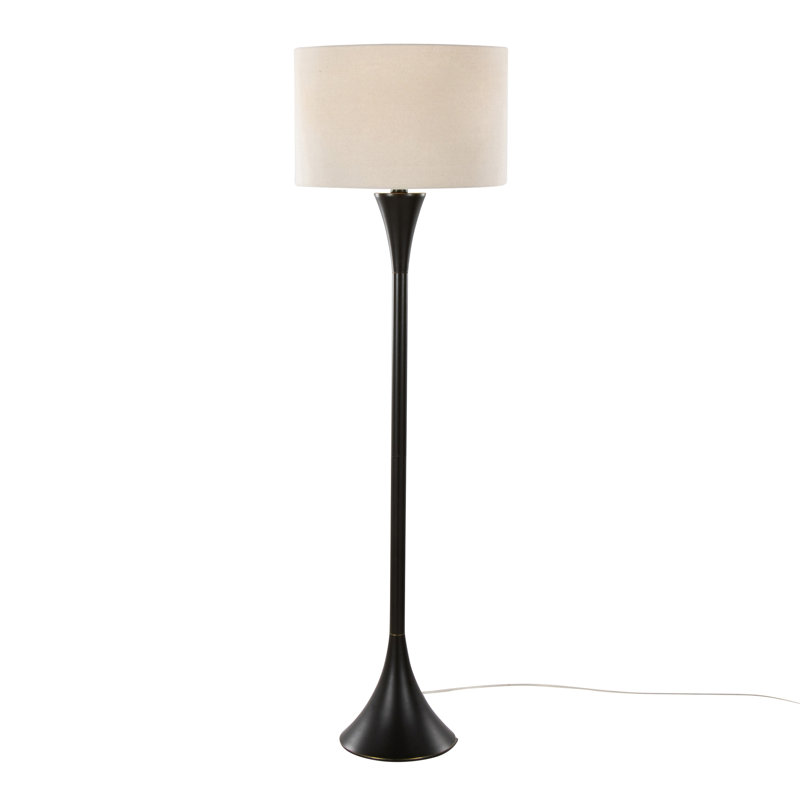 Contemporary Metal Floor Lamp, Black, Beige