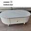 Table basse ovale en bois manufacturé blanc et pierre frittée-965280313