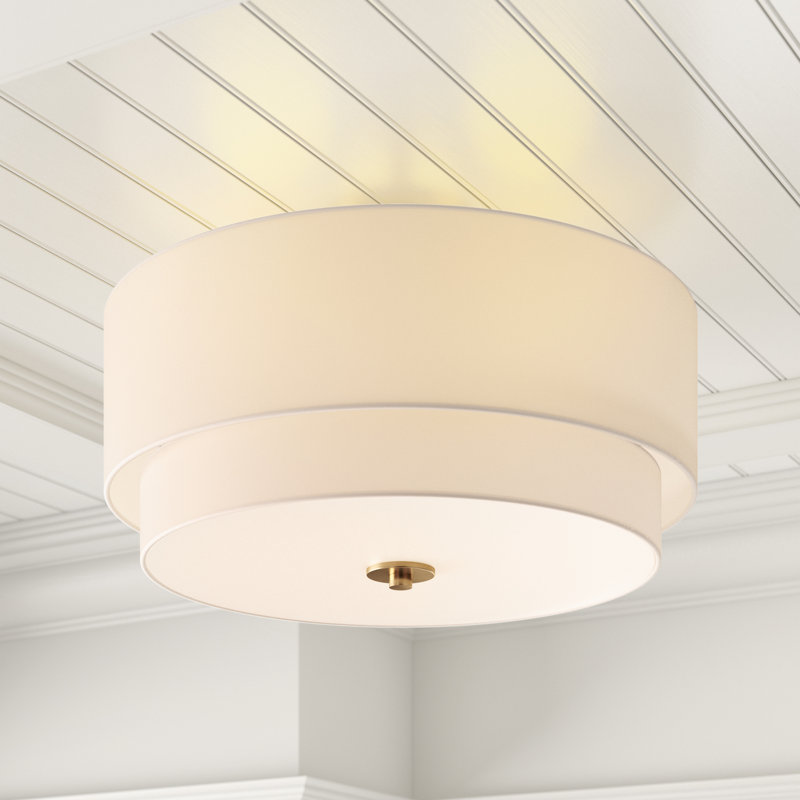 Amia Linen Semi Flush Mount, Matte Brass