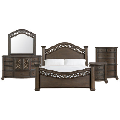 Gurvansh Panel Bedroom Set In Mahogany