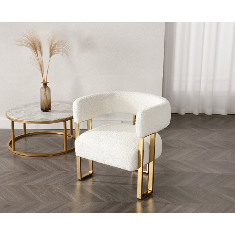 Fauteuil demi-tonneau de 27,25 po Nyjee, Polyester blanc