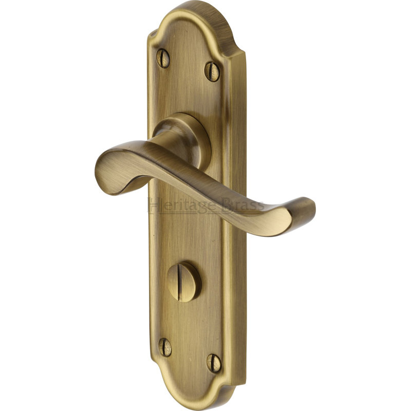 Heritage Brass Heritage Door Handle for Bathroom Meridian Design, Antique Brass