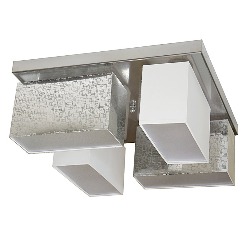 Eris-004 Fabric Flush Mount, Silver/White